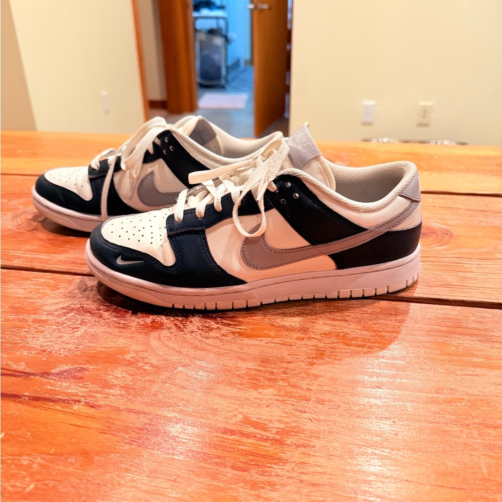 Blue and gray Nike dunks